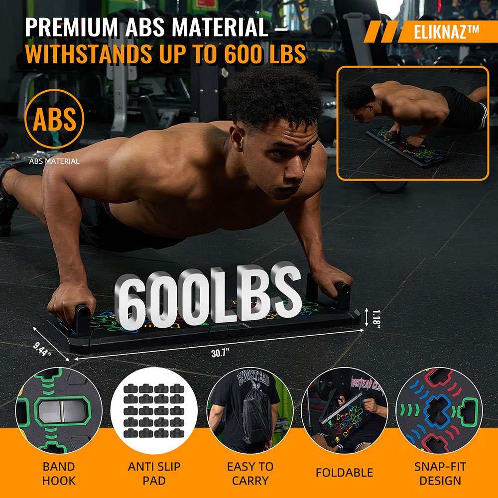 eliknaz 600LBS ABS Material Eliknaz premium ABS push-up board withstands 600 lbs – non-slip, foldable, and durable design